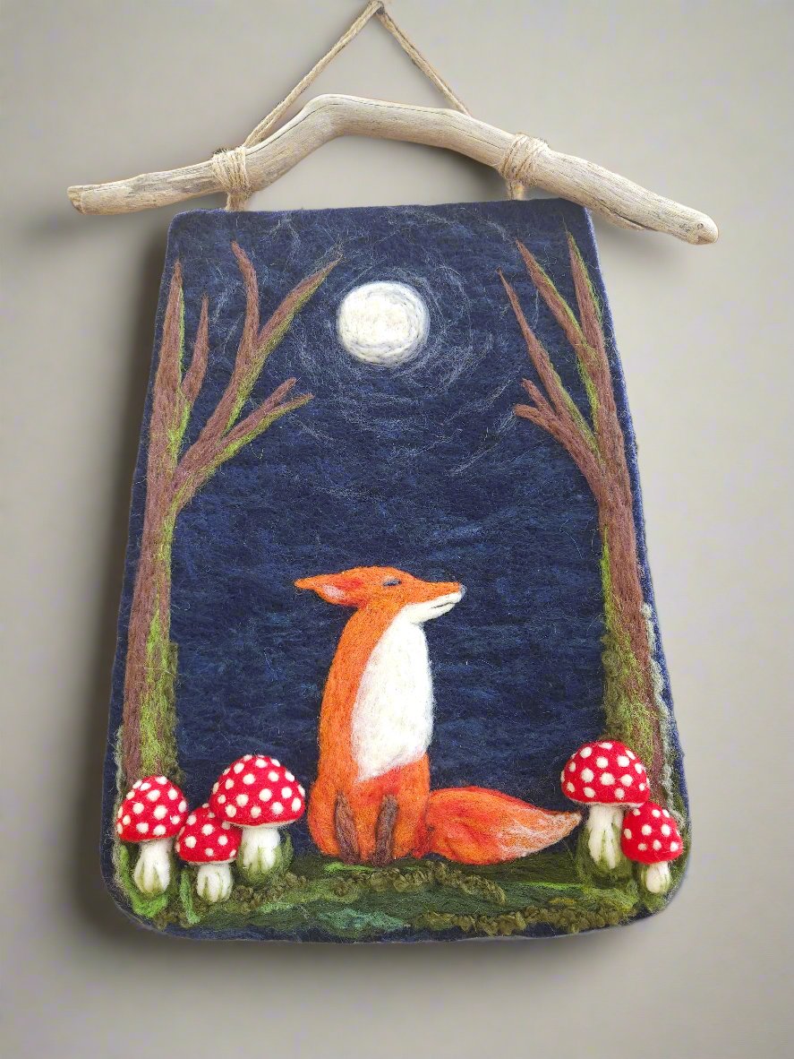 Felted Wall Art – Fox in Enchanted Forest