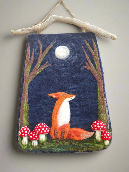Felted Wall Art – Fox in Enchanted Forest