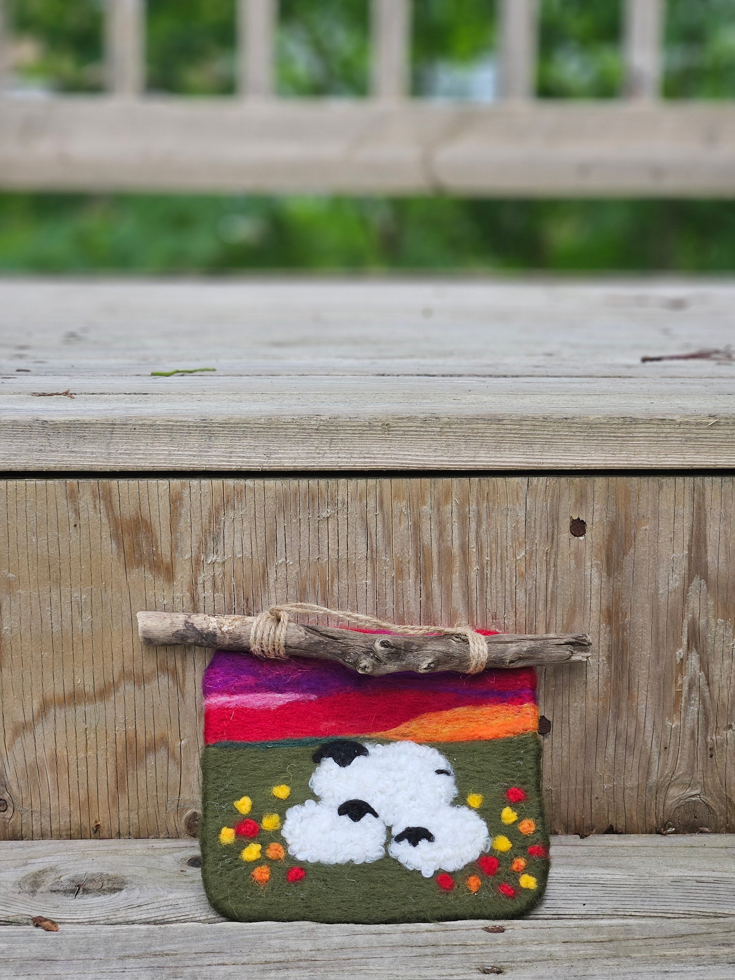 Felted Wall art - Sheep on Field