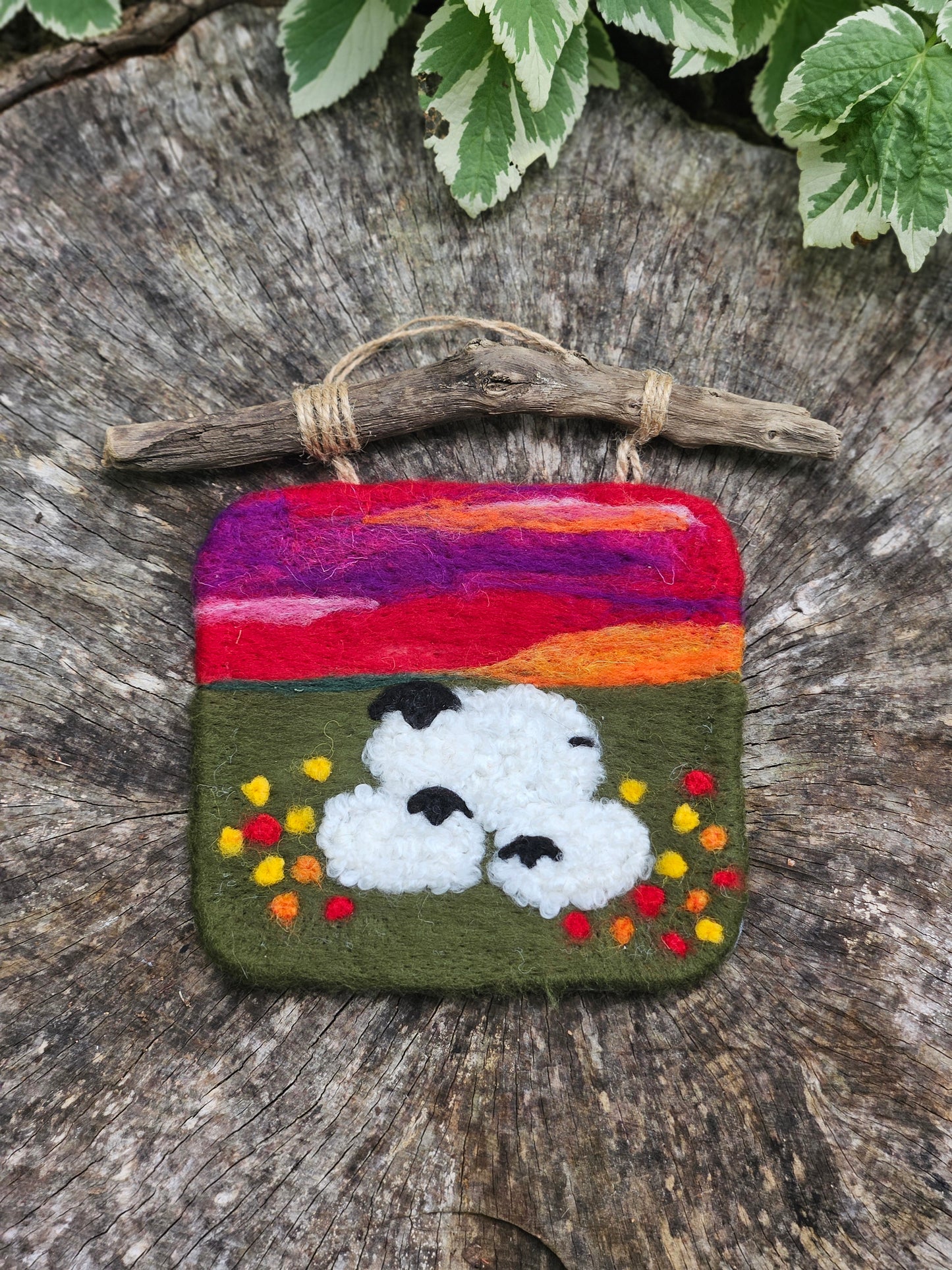 Felted Wall art - Sheep on Field