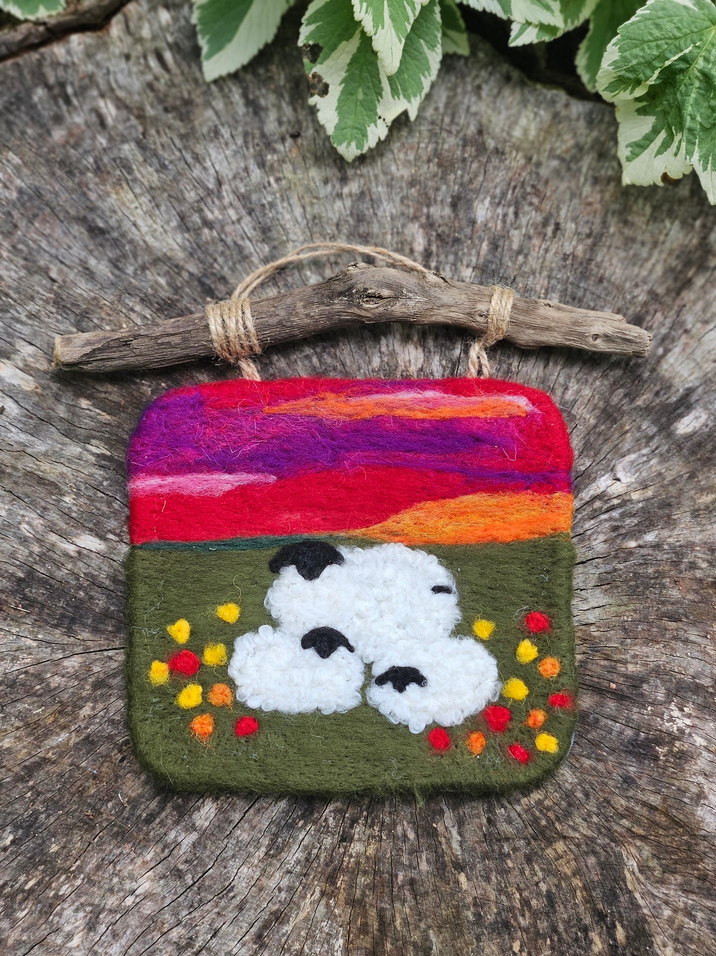 Felted Wall art - Sheep on Field