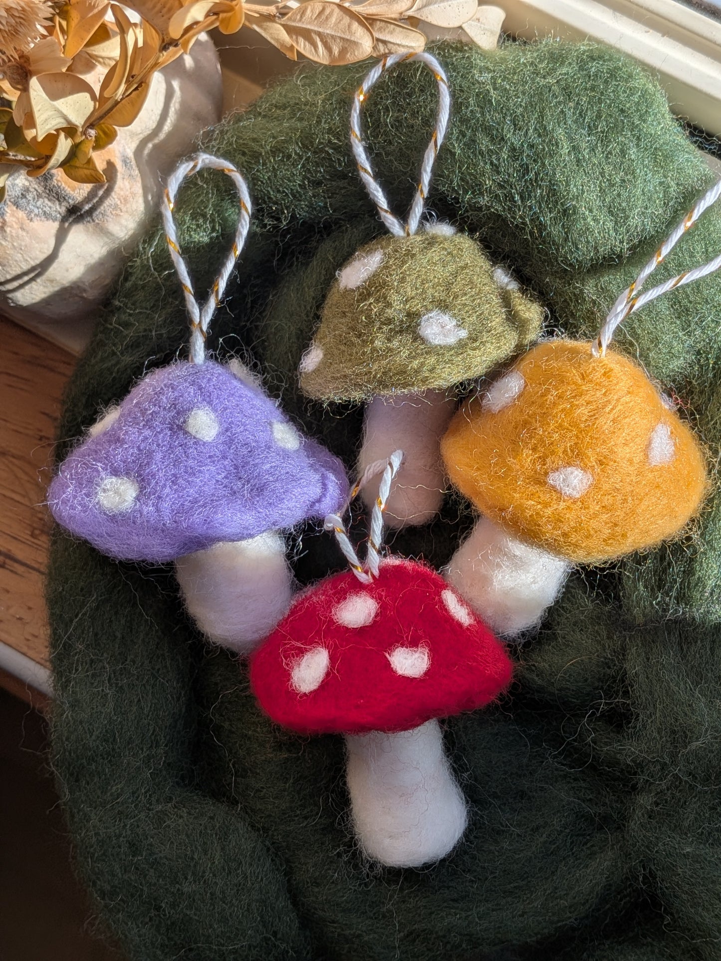 Felted Mushroom Ornaments