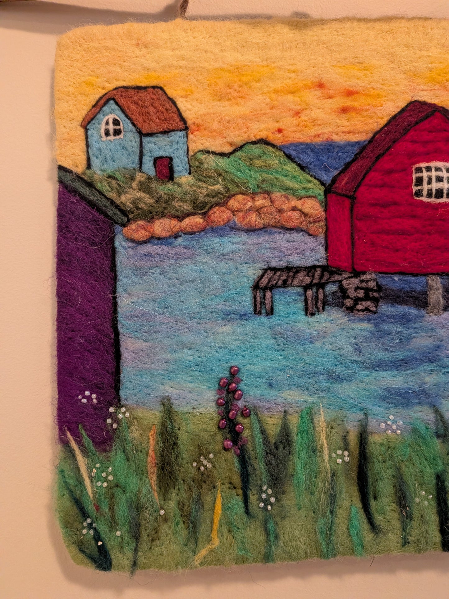 Felted Wall Decor - Colorful Houses on the Coast