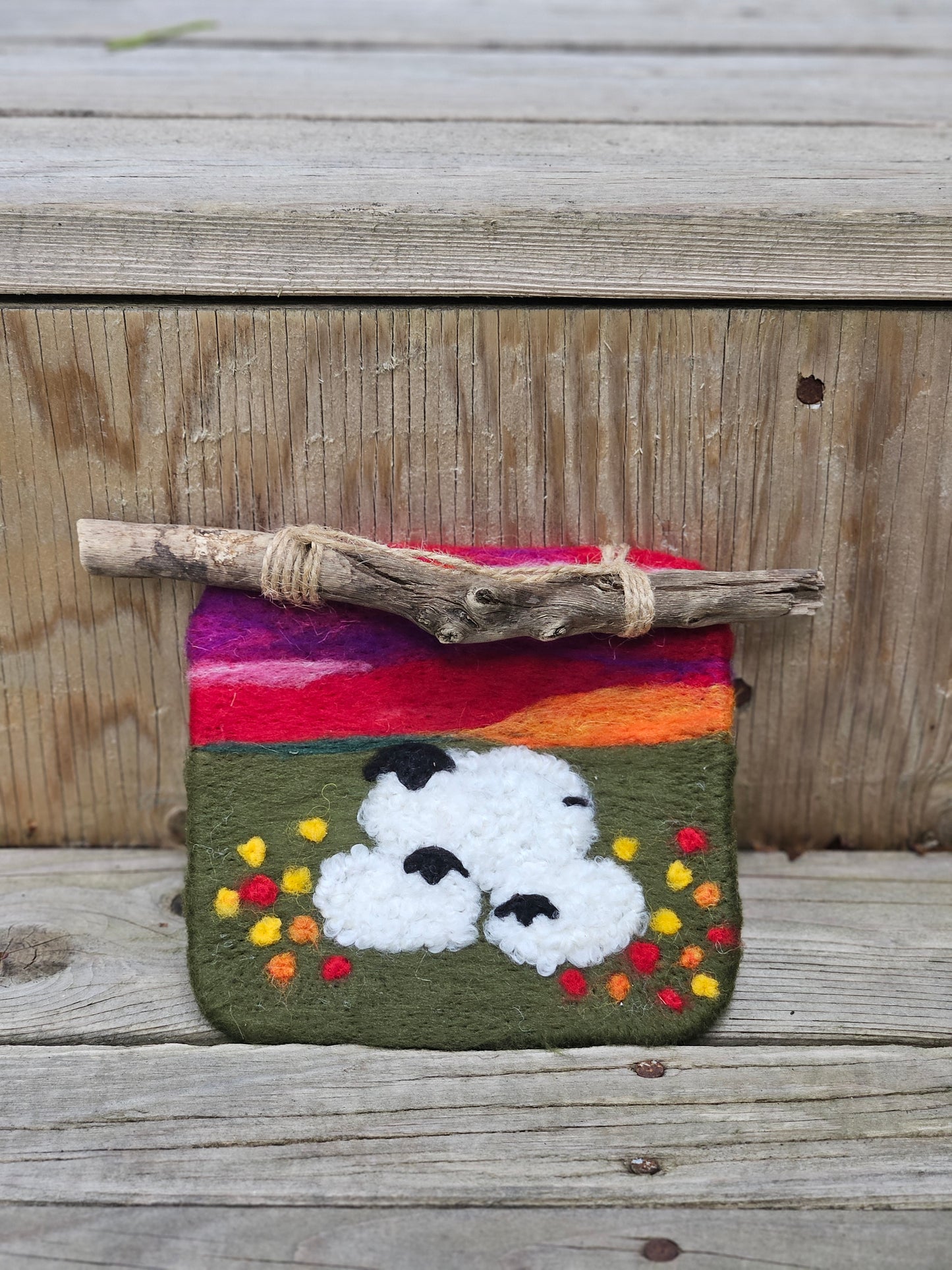Felted Wall art - Sheep on Field