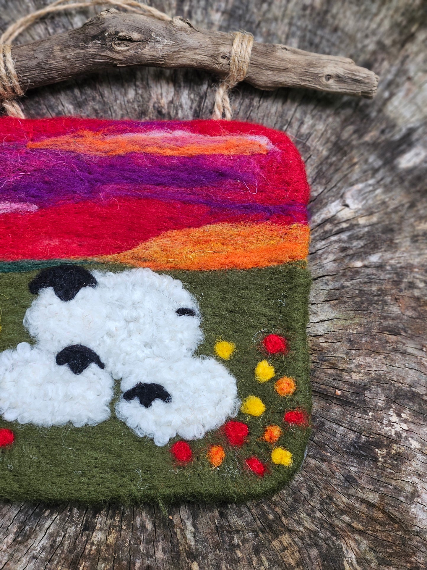 Felted Wall art - Sheep on Field