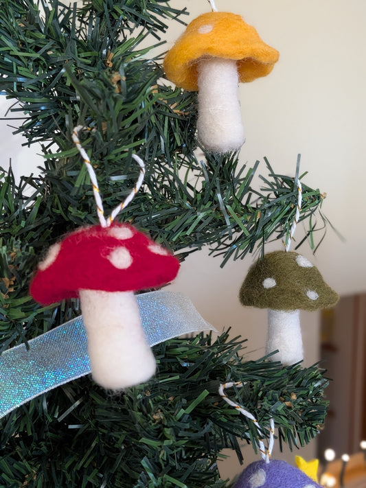 Felted Mushroom Ornaments