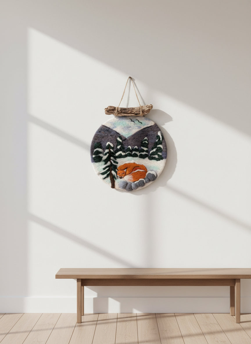 Felted Wall Decor - Sleeping Fox