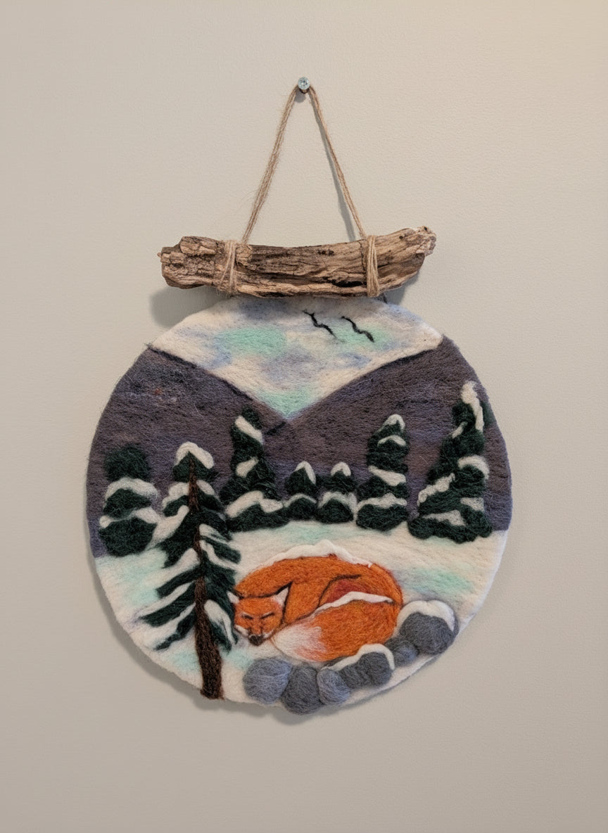 Felted Wall Decor - Sleeping Fox