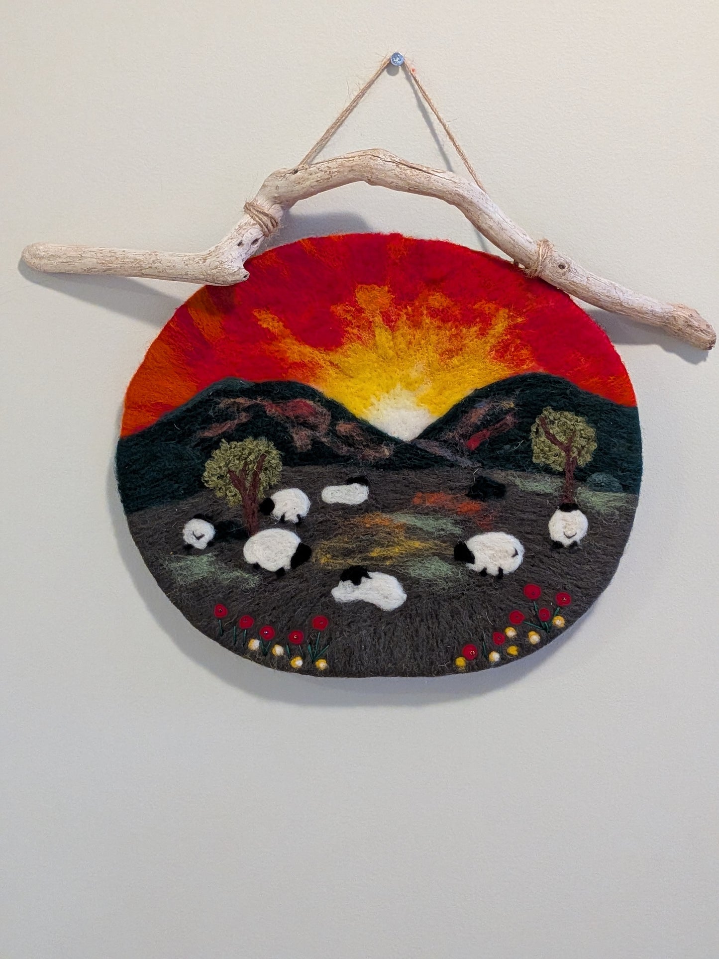 Felted Wall Decor - Sunset Sheep