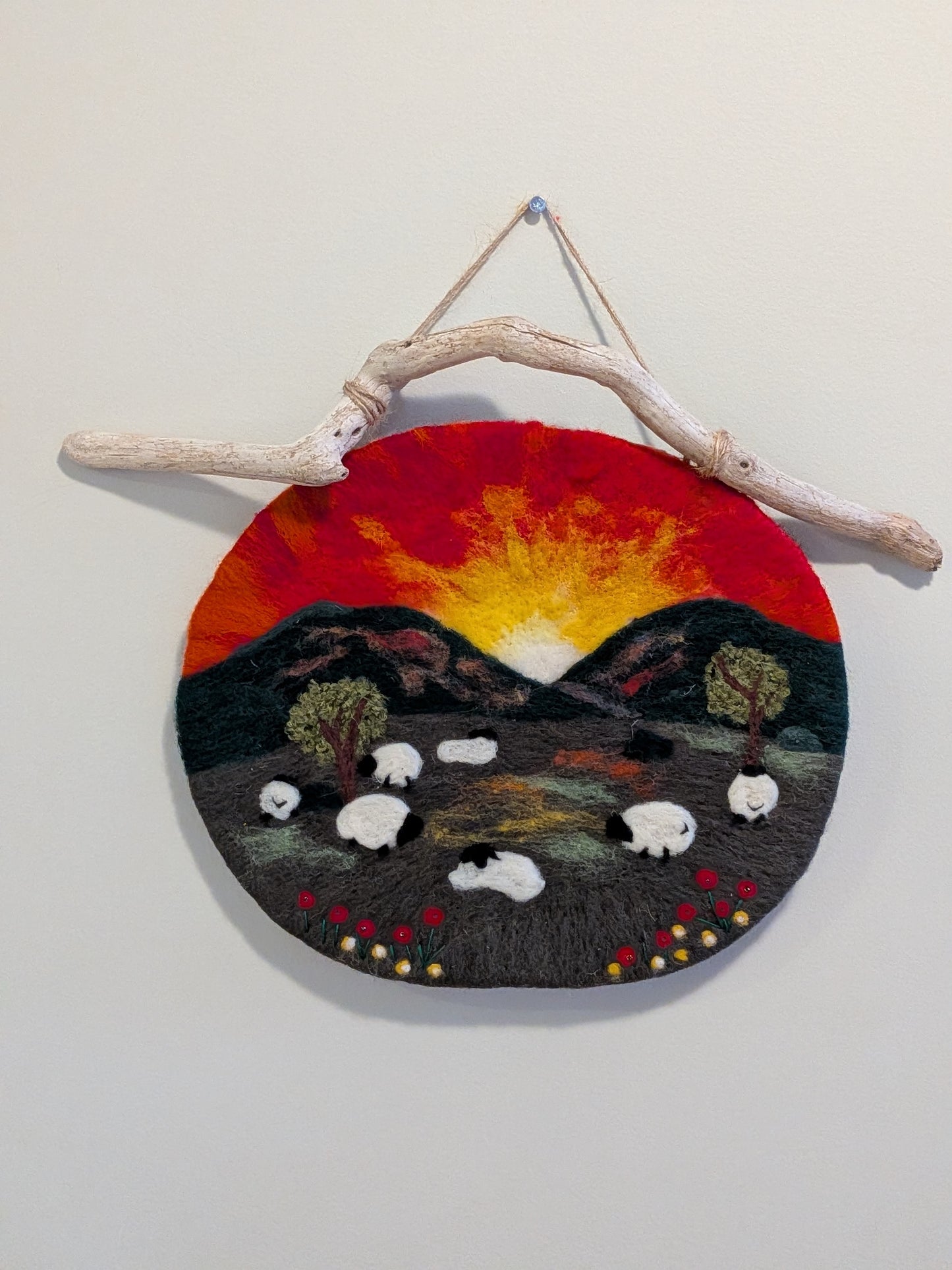 Felted Wall Decor - Sunset Sheep