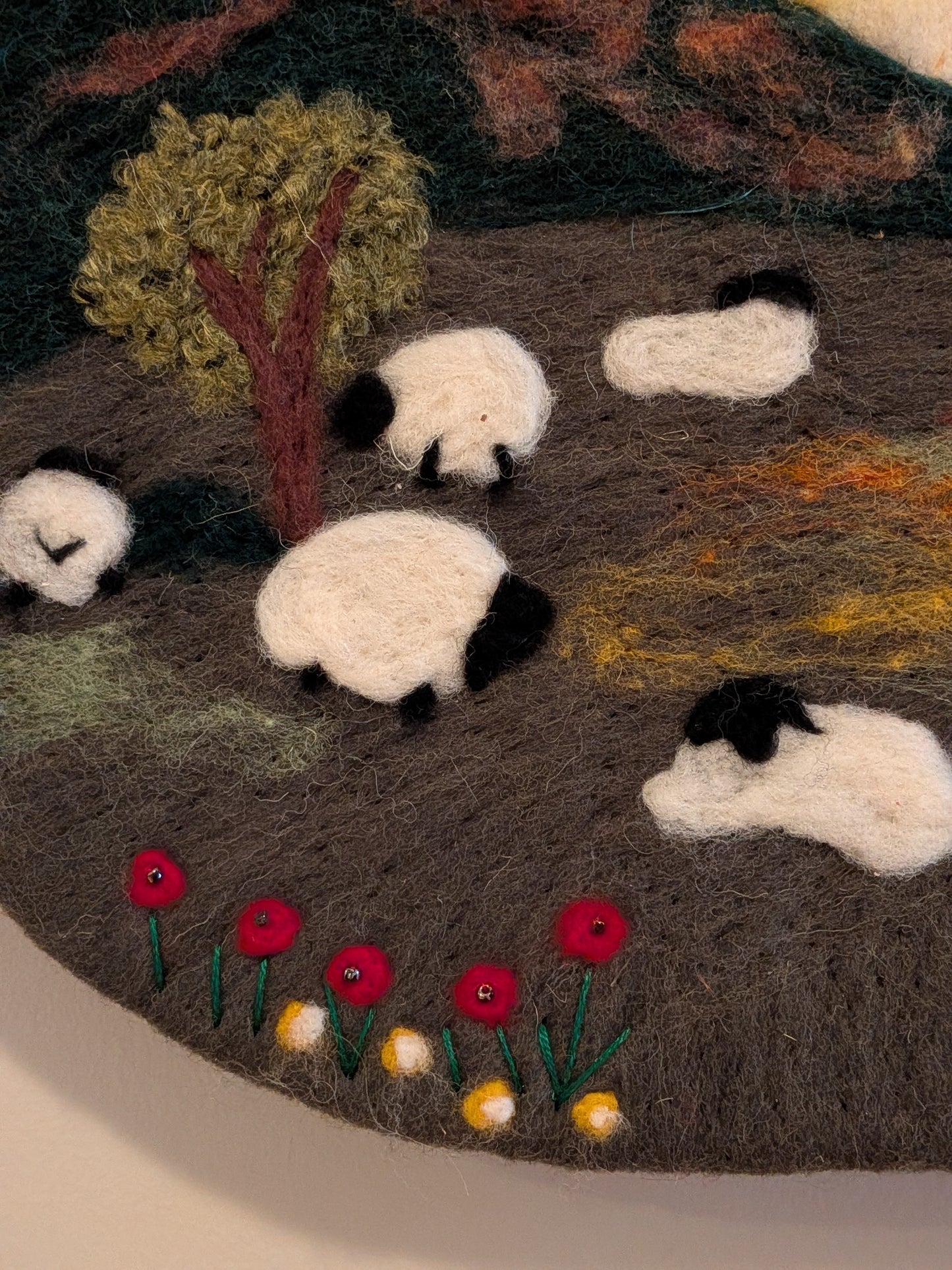 Felted Wall Decor - Sunset Sheep