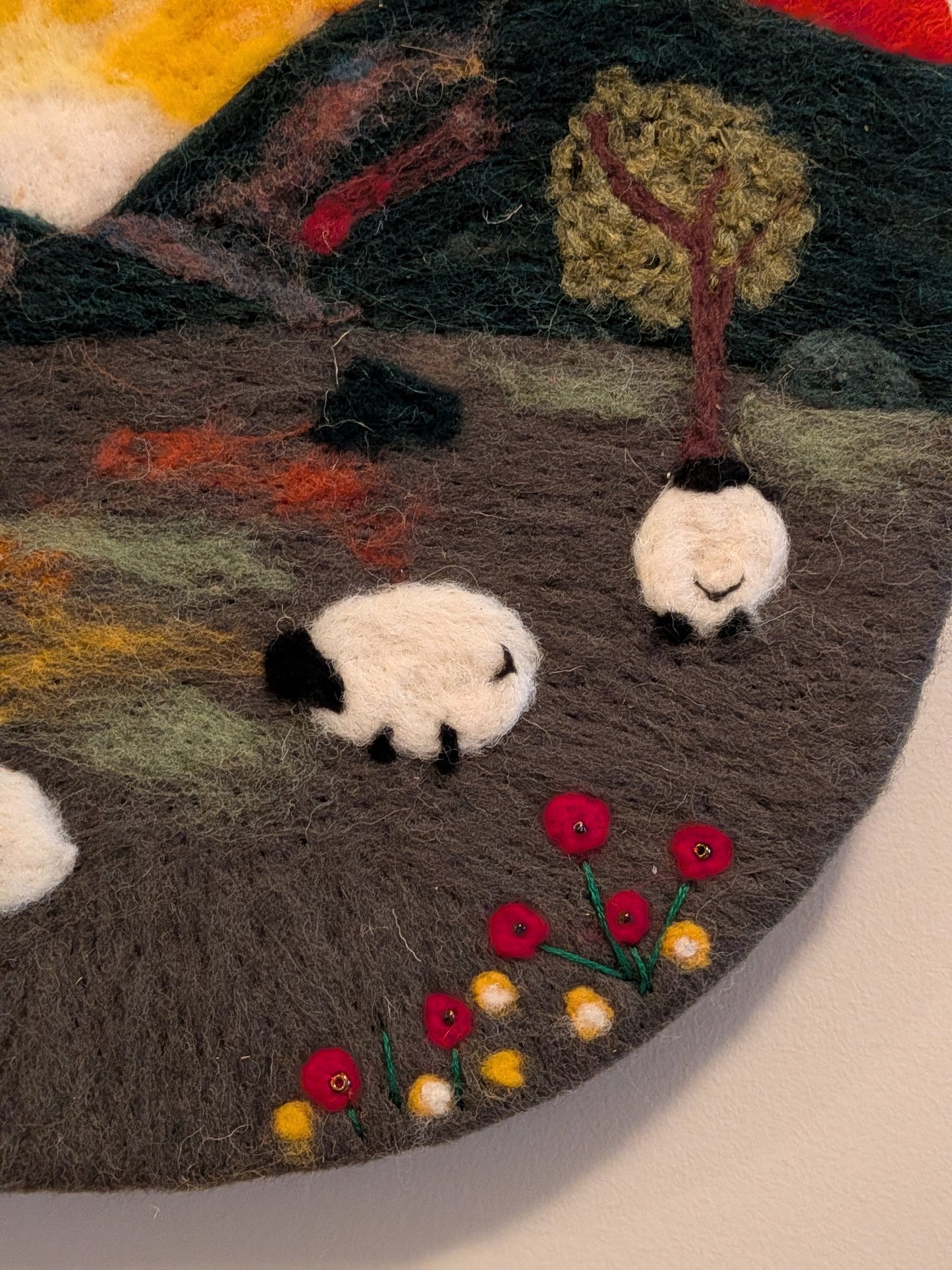Felted Wall Decor - Sunset Sheep