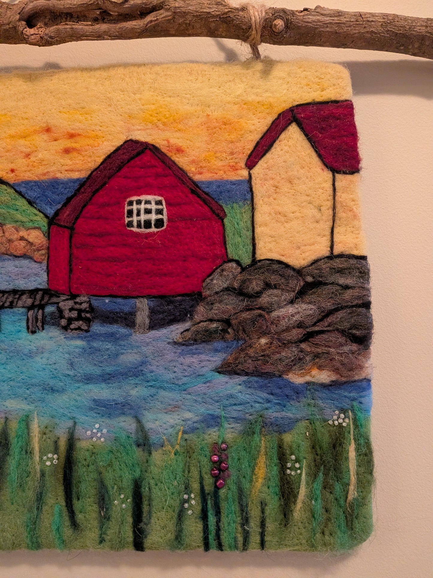 Felted Wall Decor - Colorful Houses on the Coast
