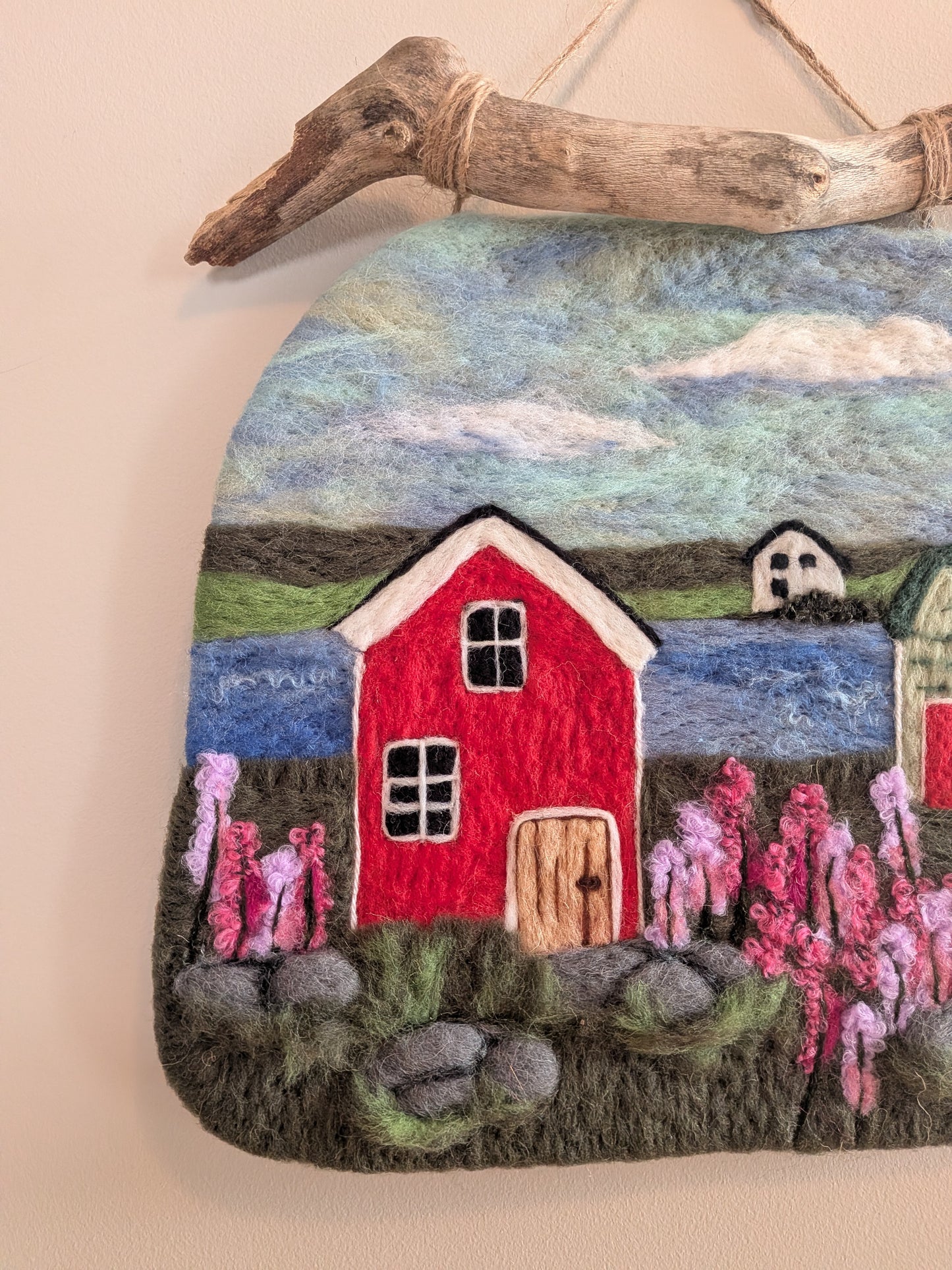 Felted Wall Decor - Coastal Vibe with Lupins